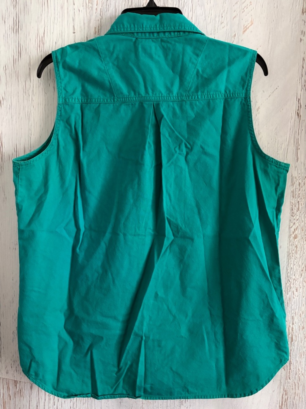 Bill Blass Vintage Teal Sleeveless Button-Down Shirt - Picture 3 of 4